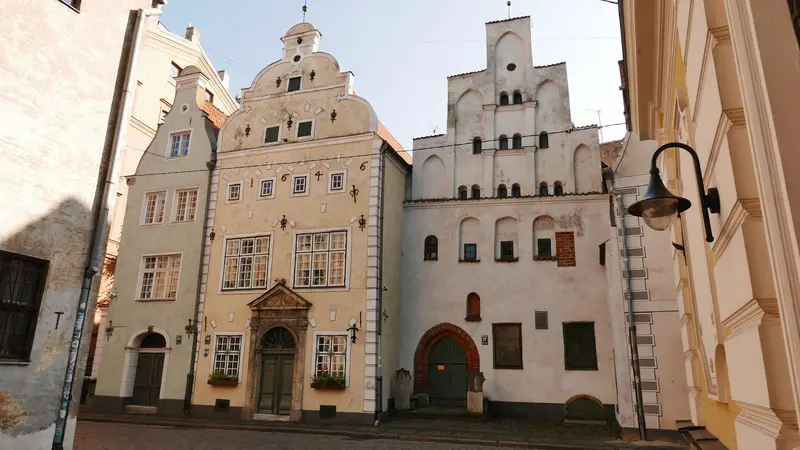 The Three Brothers, a row of three adjoining medieval houses on Maza Pils street in Riga's Old Town